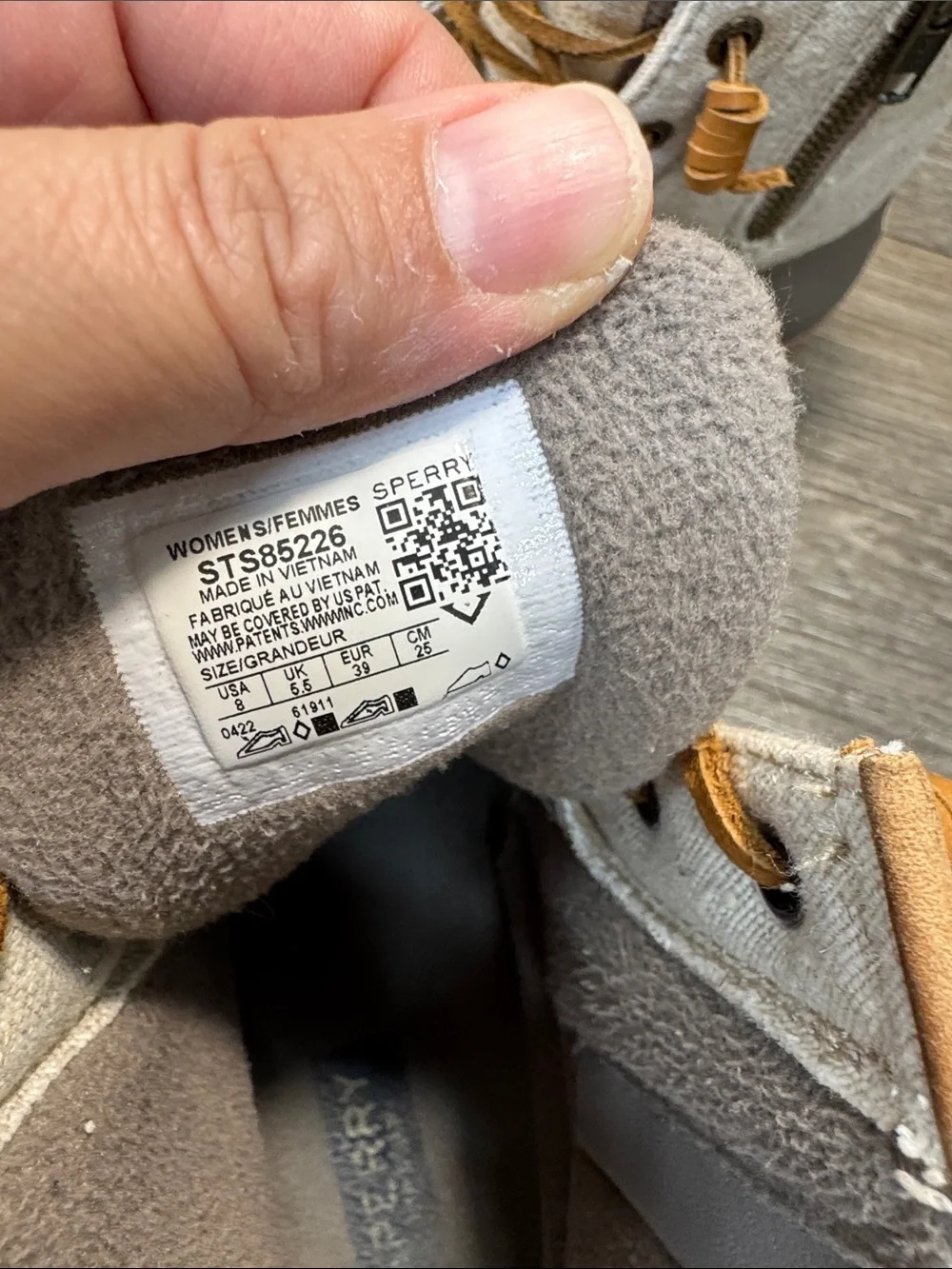 Sperry Women's Gray and Pink Lace-Up Waterproof Duck Boots woman’s SZ 8 (h75)